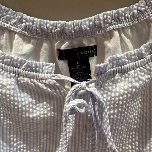 Aqua by Bloomingdales Light Blue/White Striped Blouse Size L - Picture 2 of 3